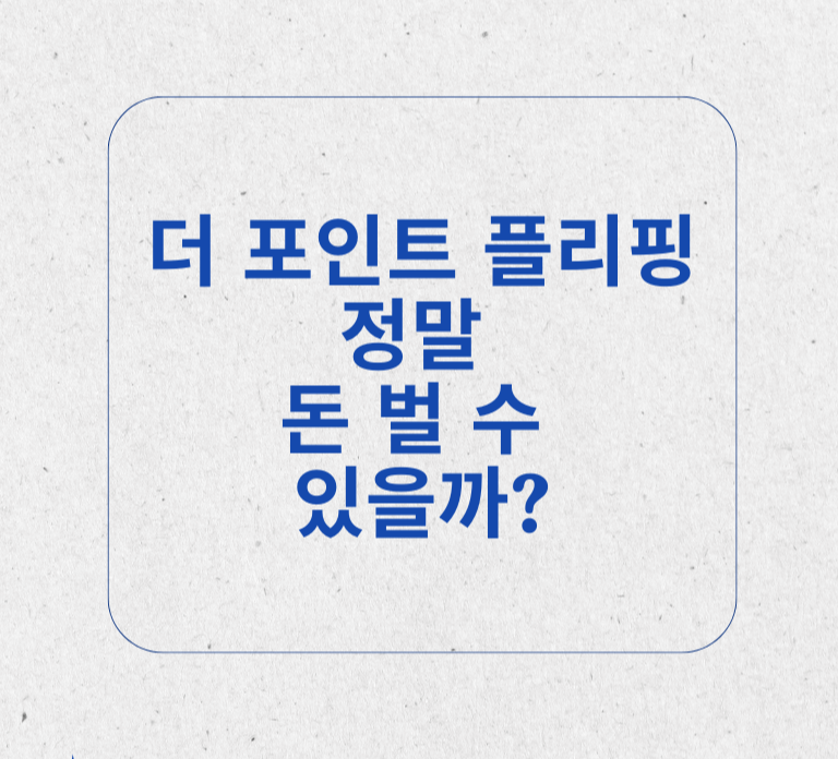 더 포인트 플리핑, 정말 돈 벌 수 있을까? 제목 이미지