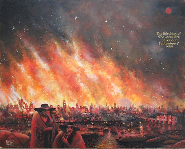 런던 대화재를 묘사한 그림 (1666년)