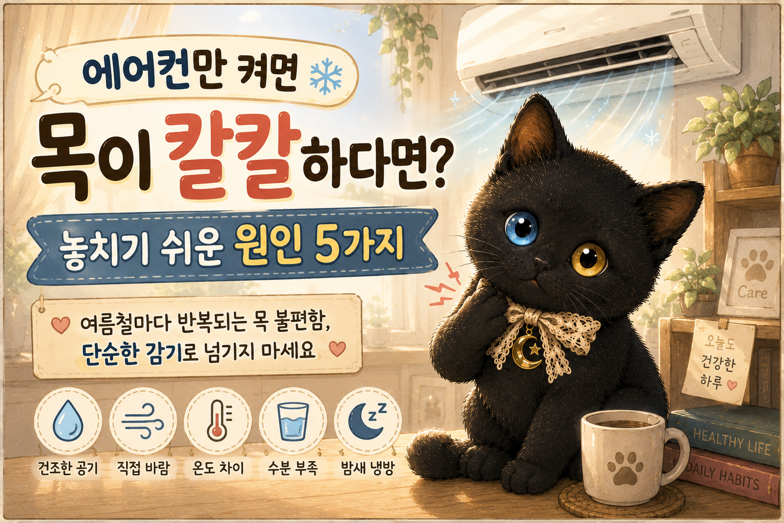 에어컨만 켜면 목이 칼칼하다면? 놓치기 쉬운 원인 5가지와 여름철 목 건강 관리법