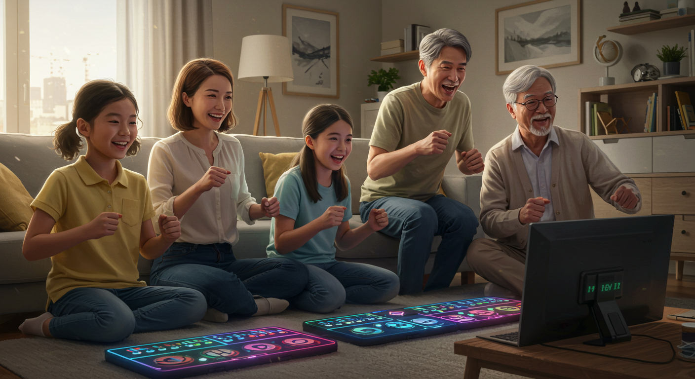 가족이나 친구들이 함께 게임하는 모습