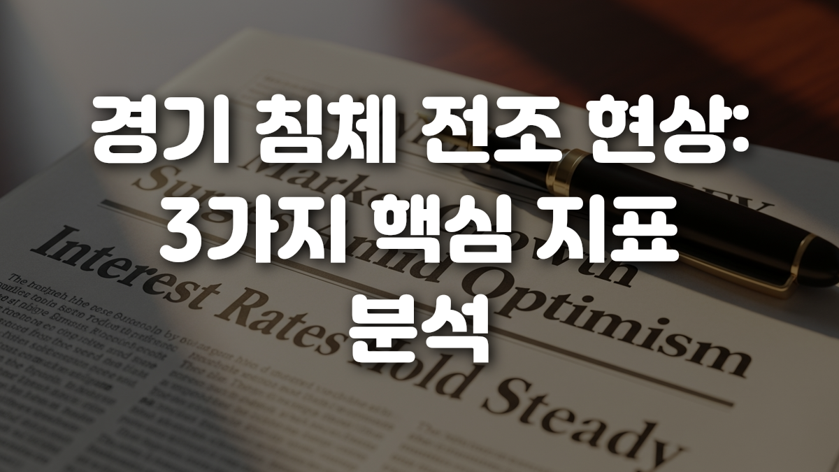 경기 침체 전조 현상 3가지 핵심 지표 분석