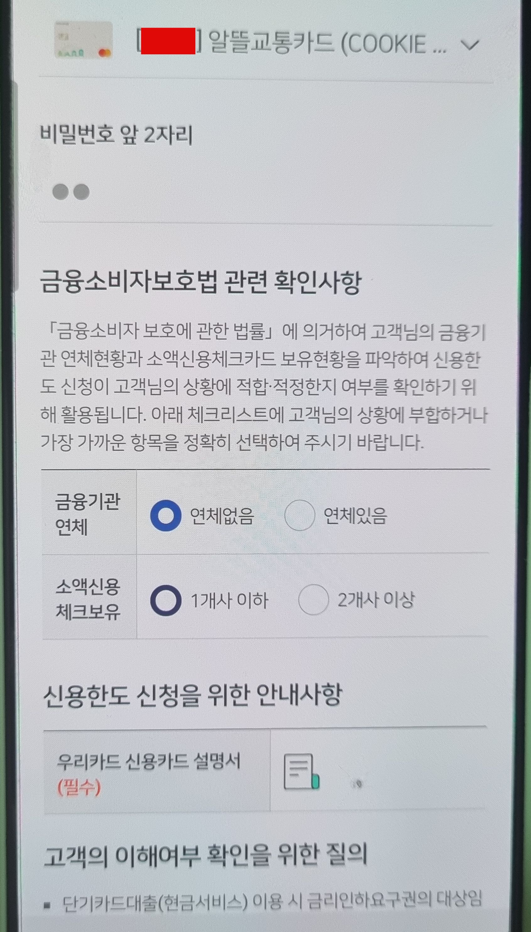 소액신용한도신청