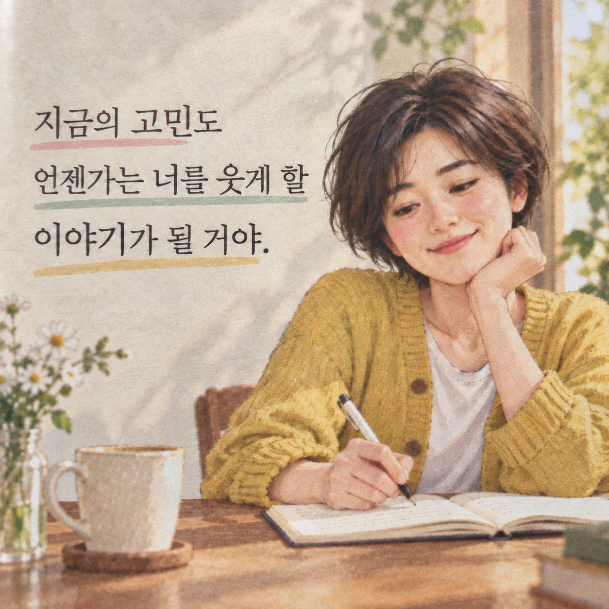 지금의 고민도 언젠가는 웃으며 이야기할 수 있다는 위로 문구