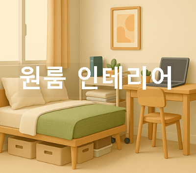 원룸에 다양한 수납공간을 만들어 꾸민 모습