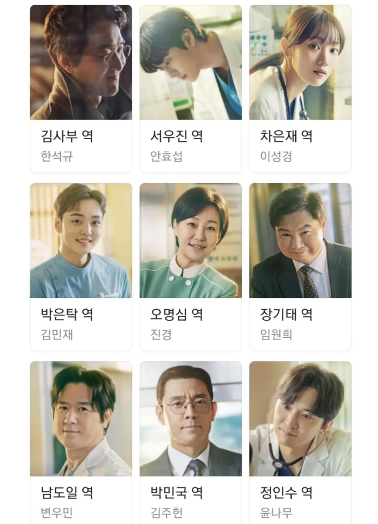 낭만닥터 김사부3 배우 프로필 상