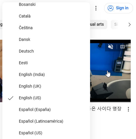 언어 선택
