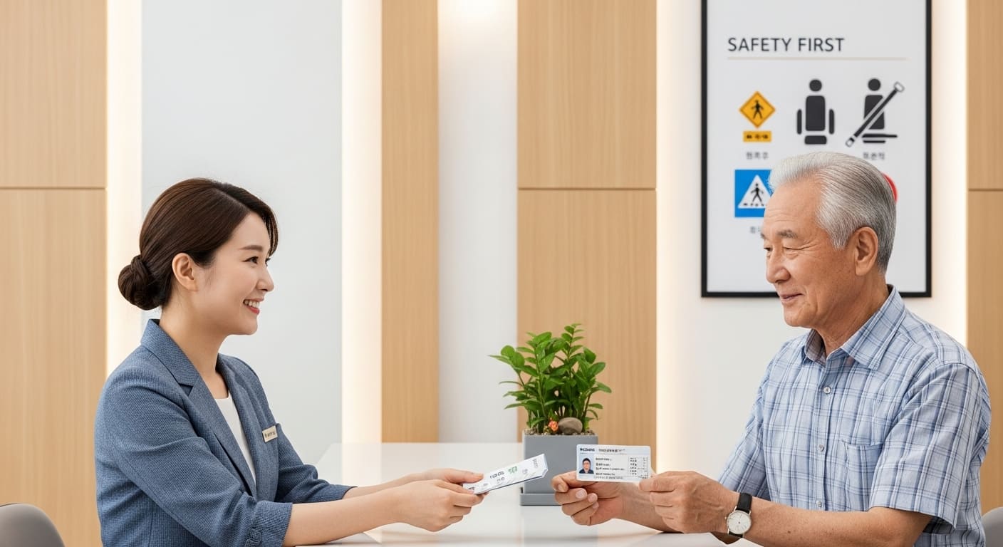 경찰서 창구에서 면허 반납을 접수하는 모습