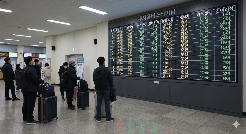 동서울터미널 주요 노선 시간표 및 요금
