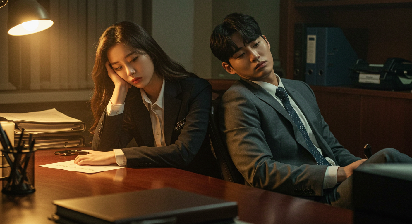피곤에 지친 남자와 여자