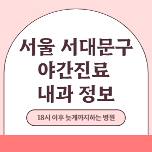 서울 서대문구 야간진료 내과 병원 (18시 이후 늦게까지하는 병원)