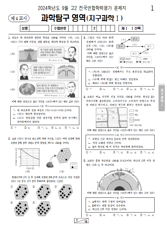 2024-9월-고2-모의고사-지구과학 1-기출문제-다운