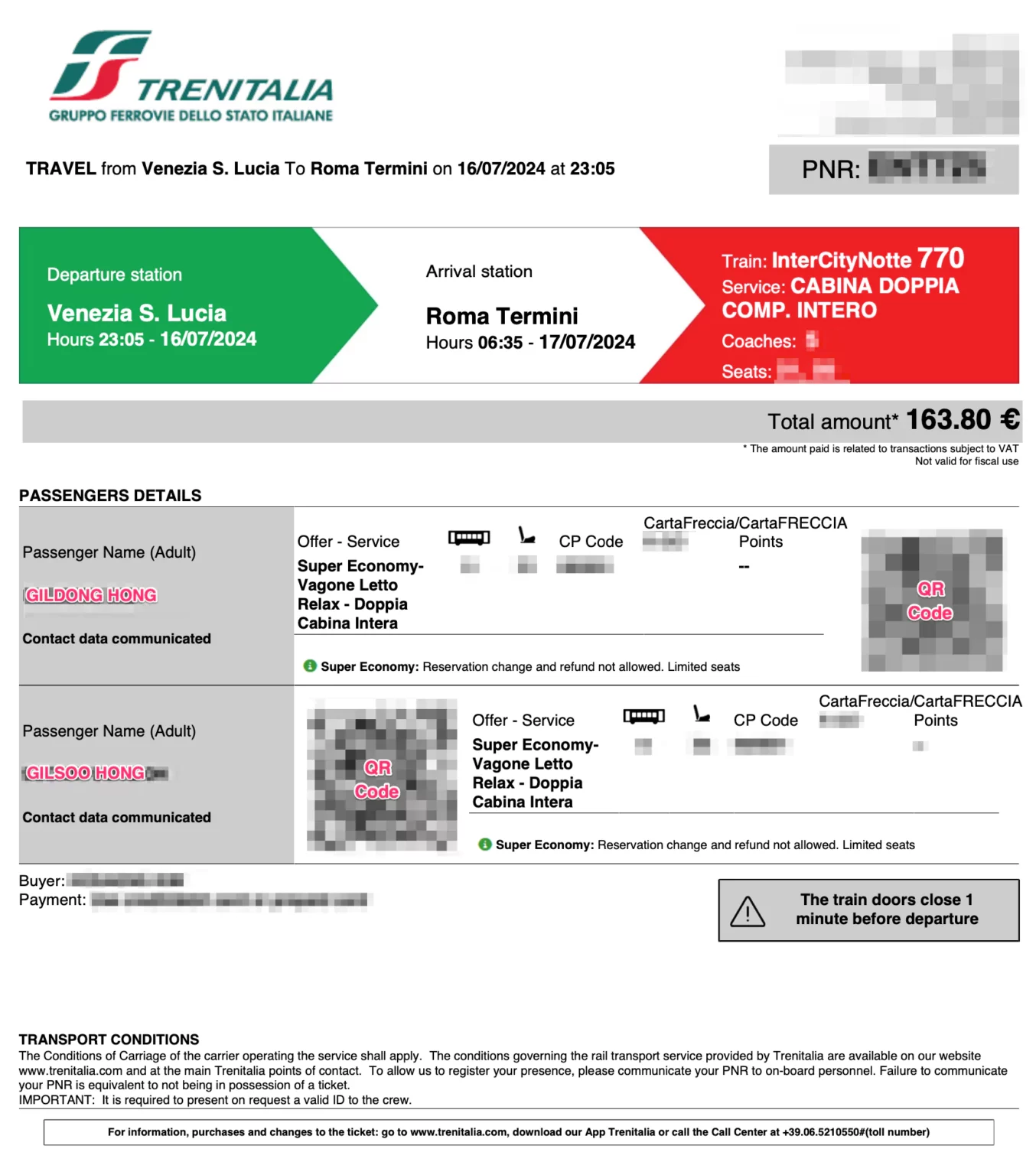 이탈리아 야간열차 예약