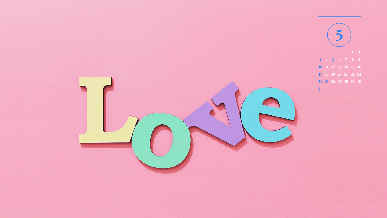 03 LOVE 파스텔 A - 2026년5월 달력배경화면