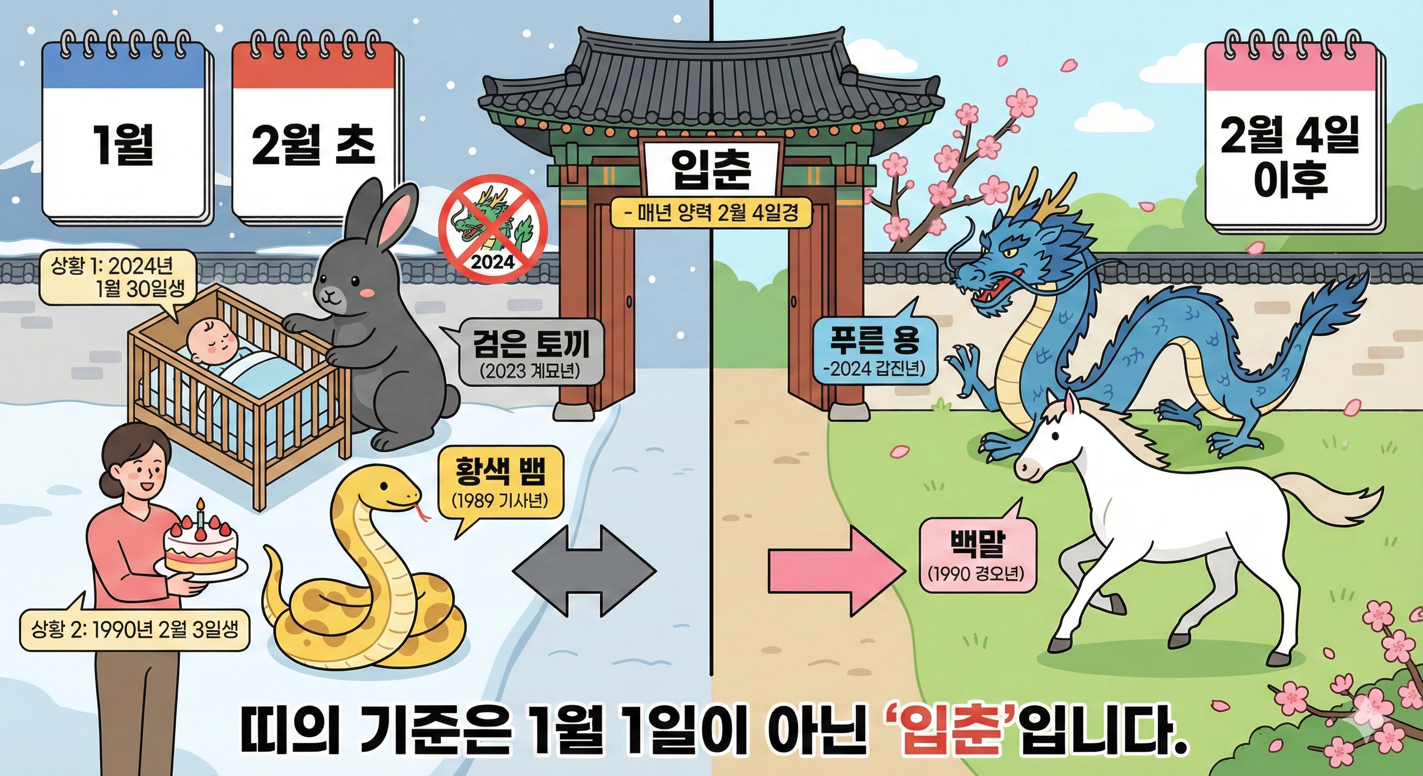 띠가 바뀌는 기준은 절기상 봄이 시작되는 '입춘(立春)'