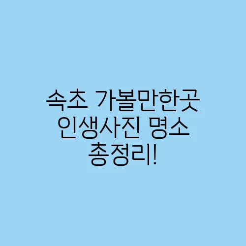 속초 가볼만한곳 인생사진 명소 총정리!