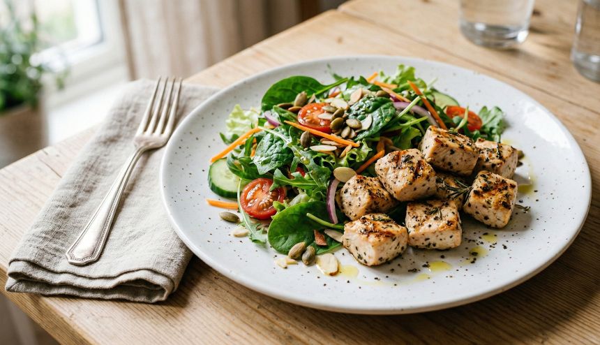 고지혈증 식단으로 추천하는 건강한 구운 닭가슴살 채소 샐러드
