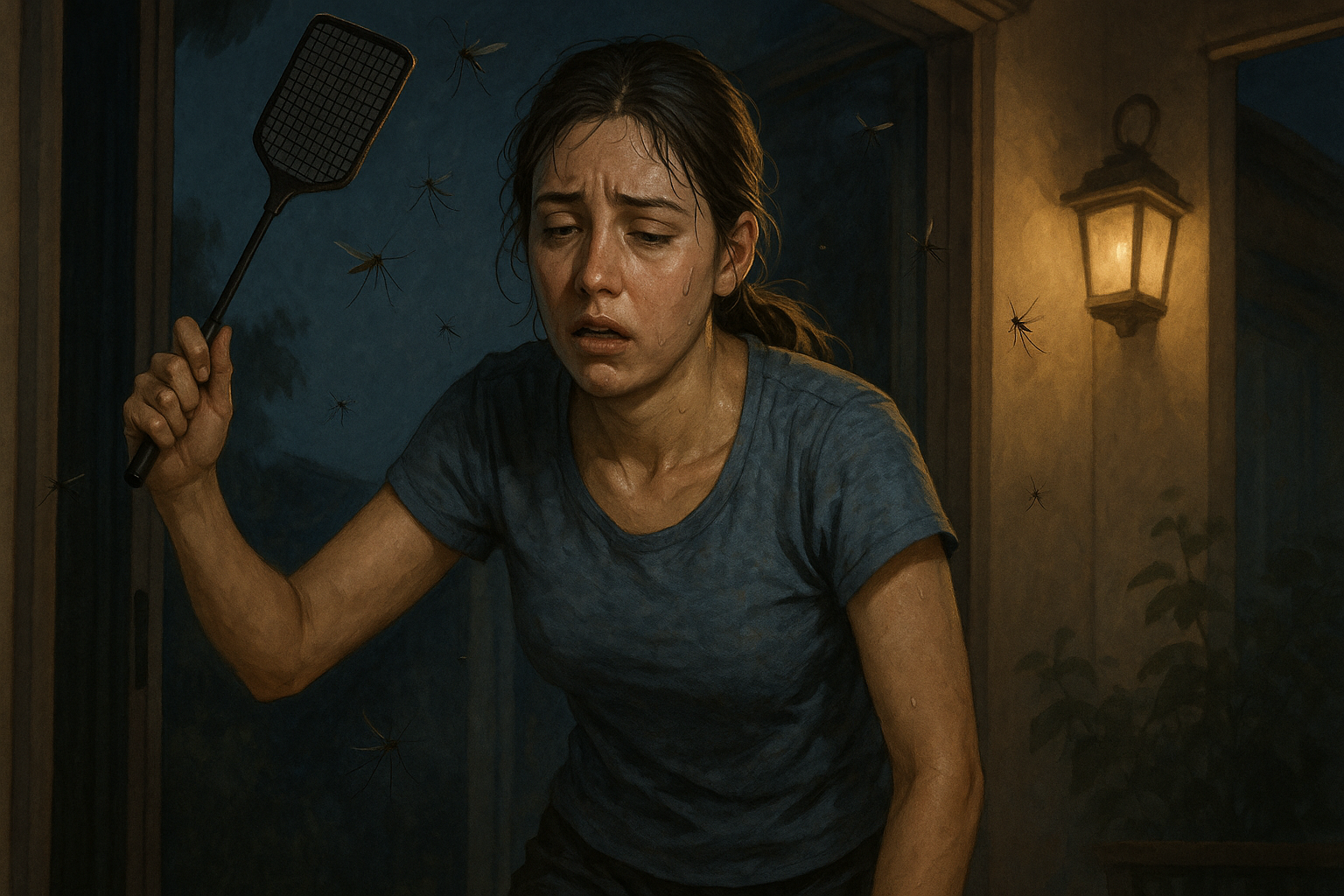 모기 잡는 여성