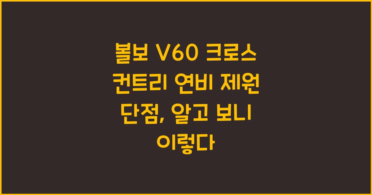볼보 V60 크로스 컨트리 연비 제원 단점