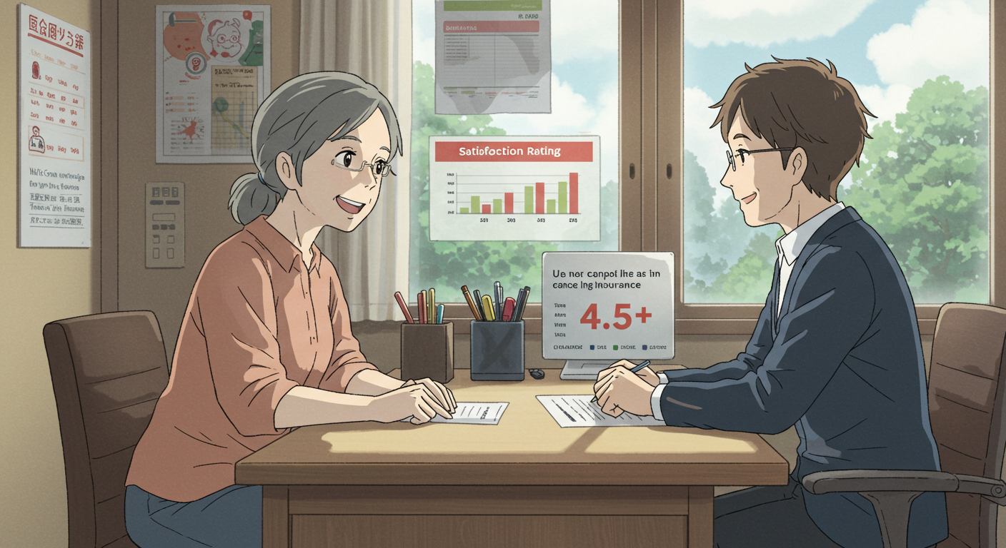 상담을 통해 암보험 만족도를 확인하는 장면