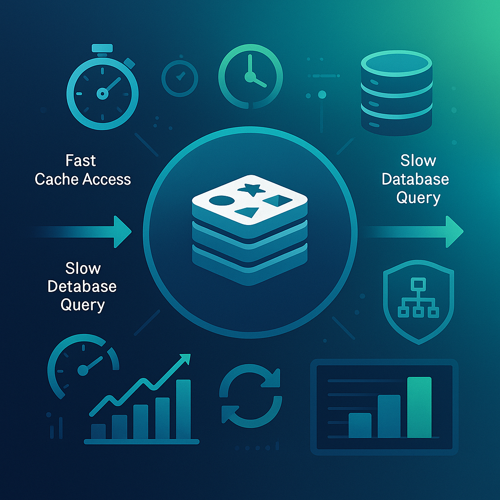 Redis caching performance optimization guide showing TTL and LRU strategies with API response time improvement metrics