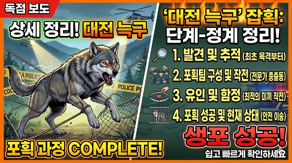 대전 늑구, 열흘 만에 생포
