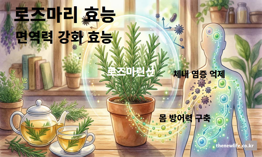 로즈마리 차 효능의 면역력 강화를 설명하는 이미지