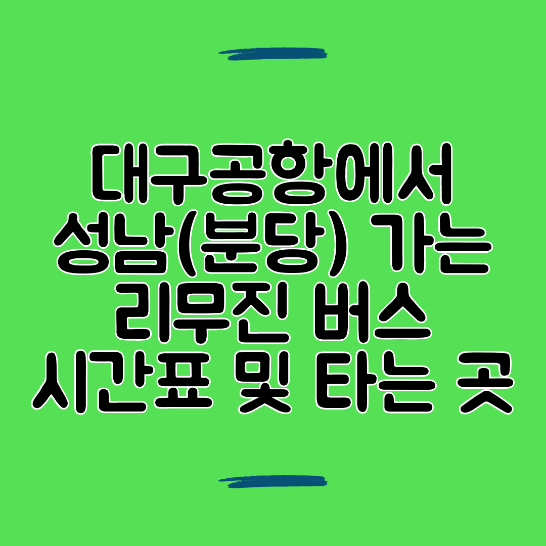 대구공항에서 성남(분당) 가는 리무진 버스 시간표 및 타는 곳