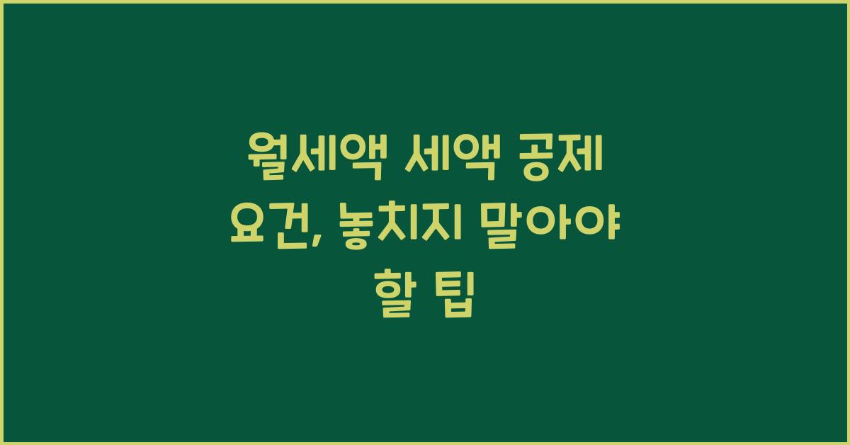 월세액 세액 공제 요건