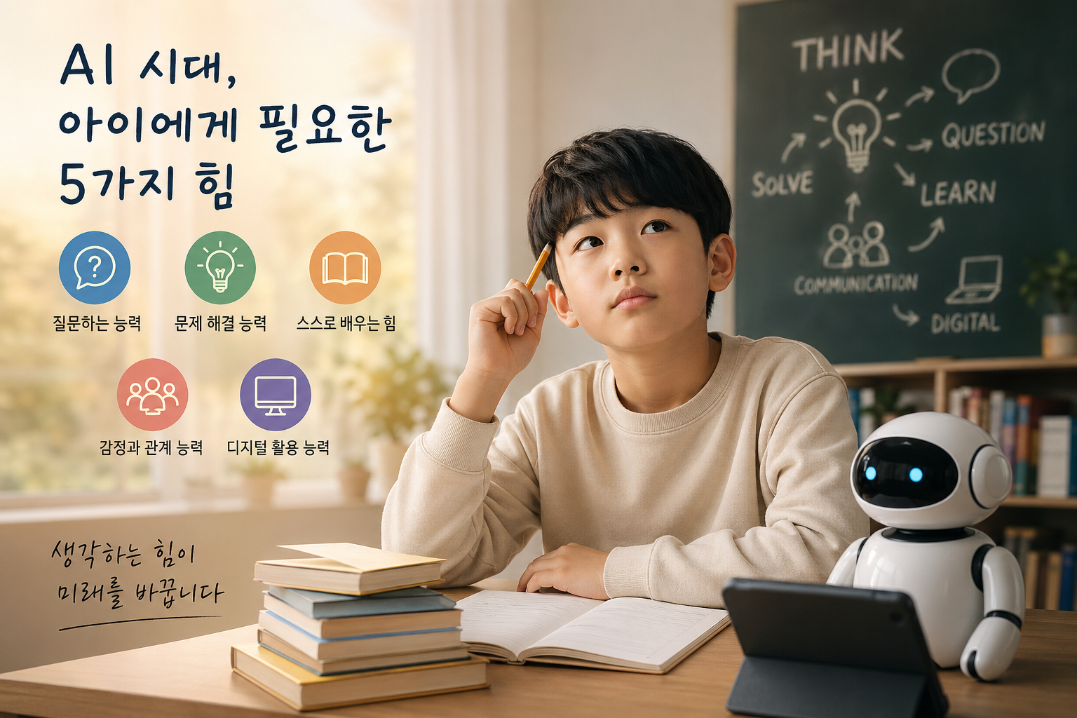생각을 하고 있는 아이의 모습