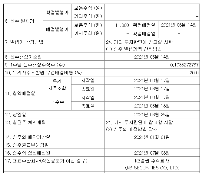 코스맥스유상증자일정