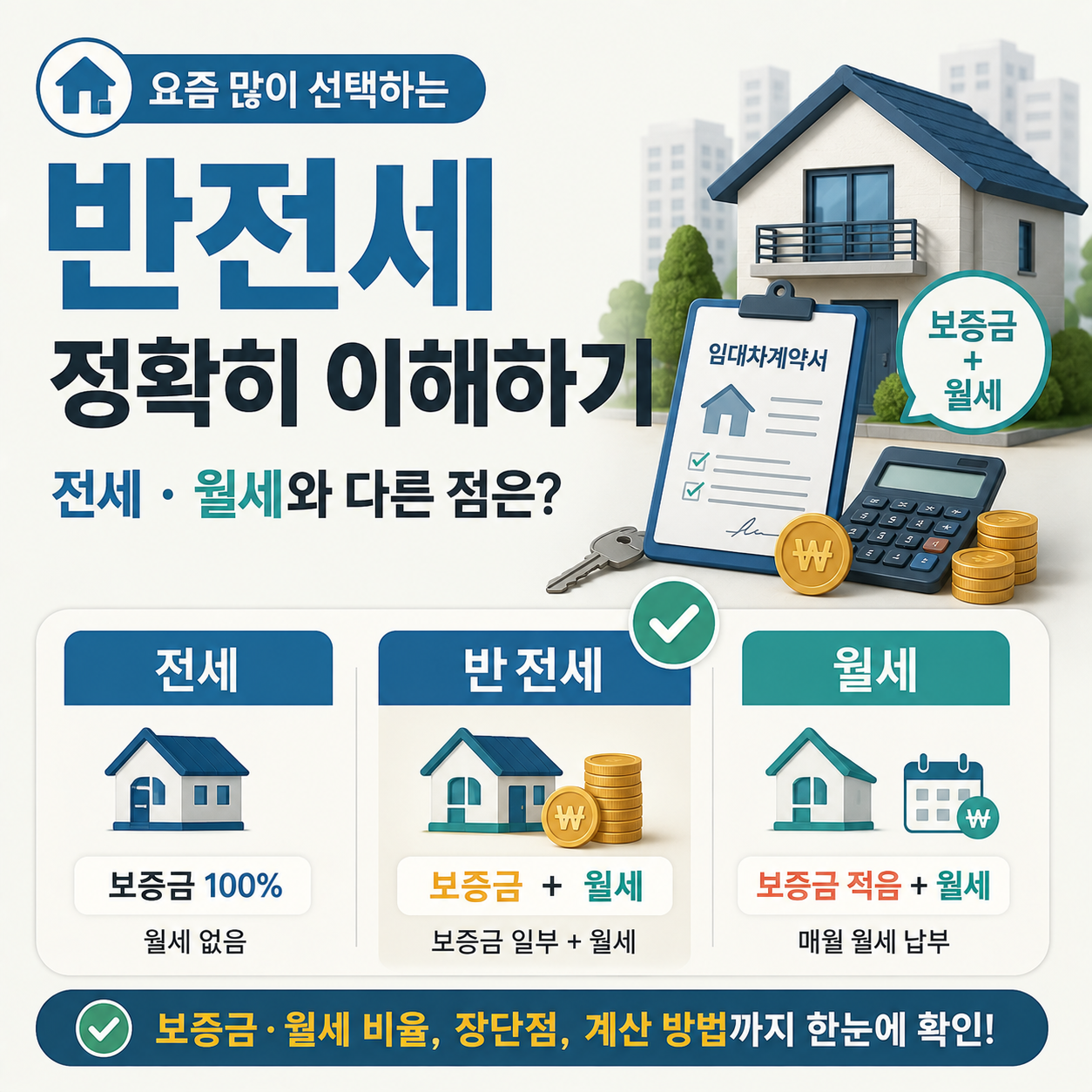 반전세와 전세 월세 차이를 비교하는 이미지