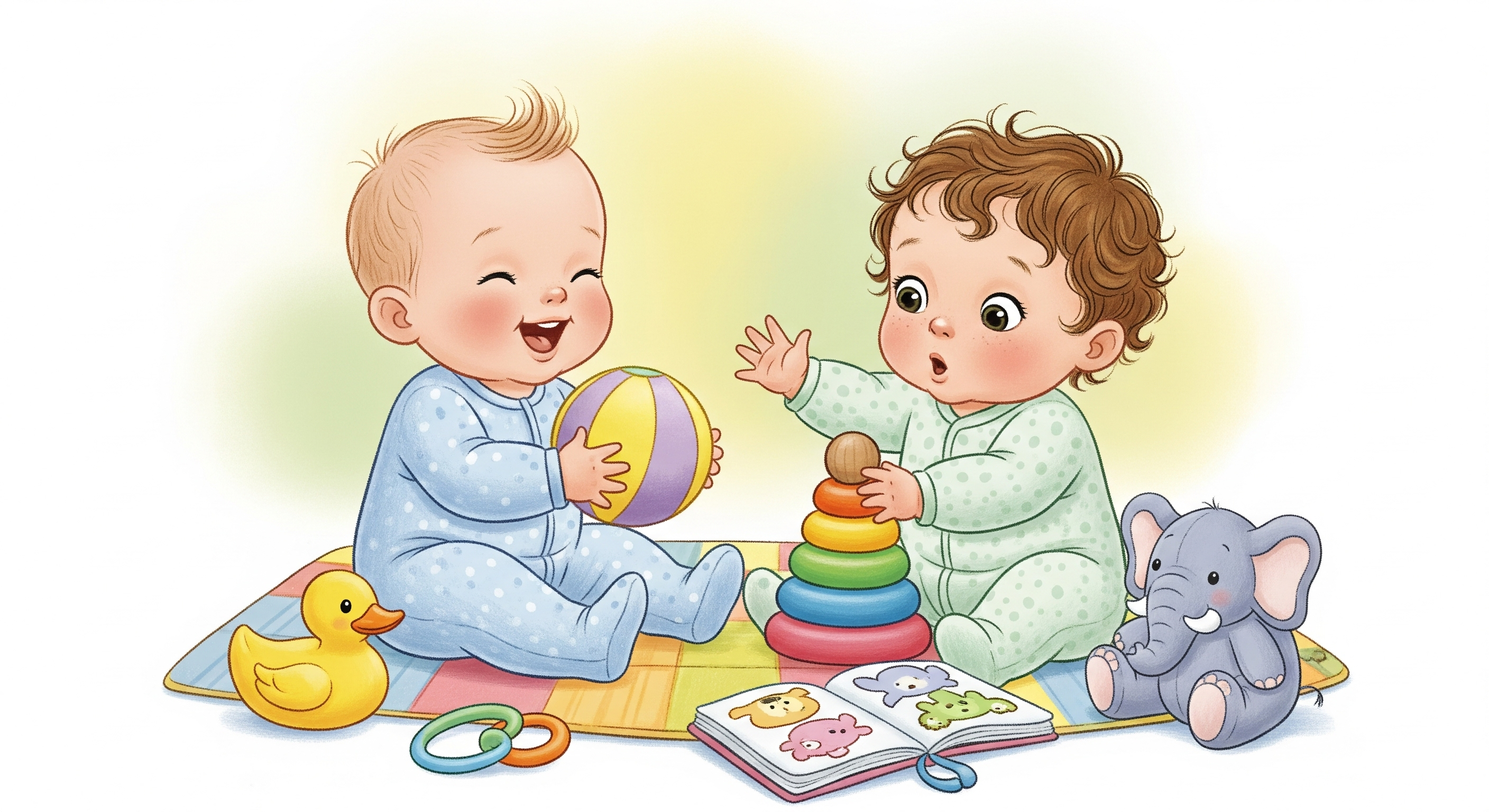 형제가 함께 놀이를 하고 있는 이미지