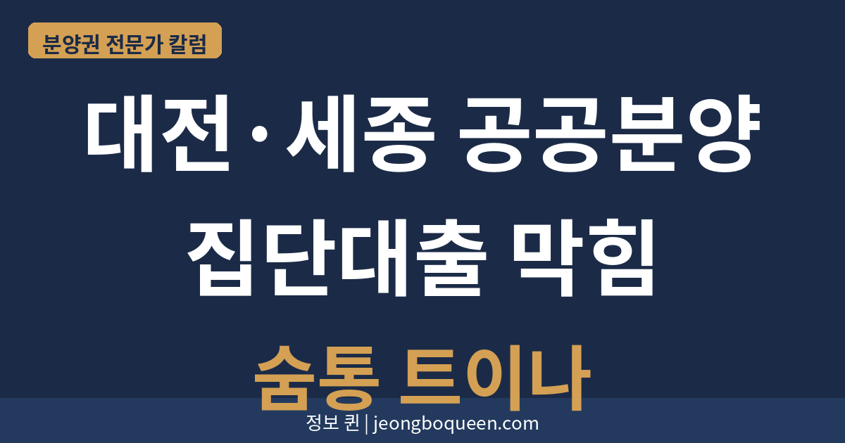 대전.세종 공공분양 집단대출 막힘 숨통 트이나