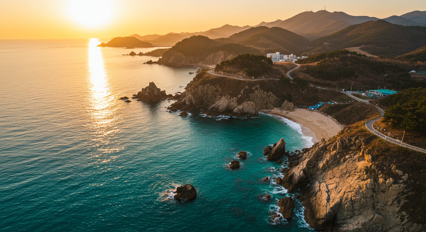 삼척 해안의 숨겨진 절경과 해질녘 바다 풍경