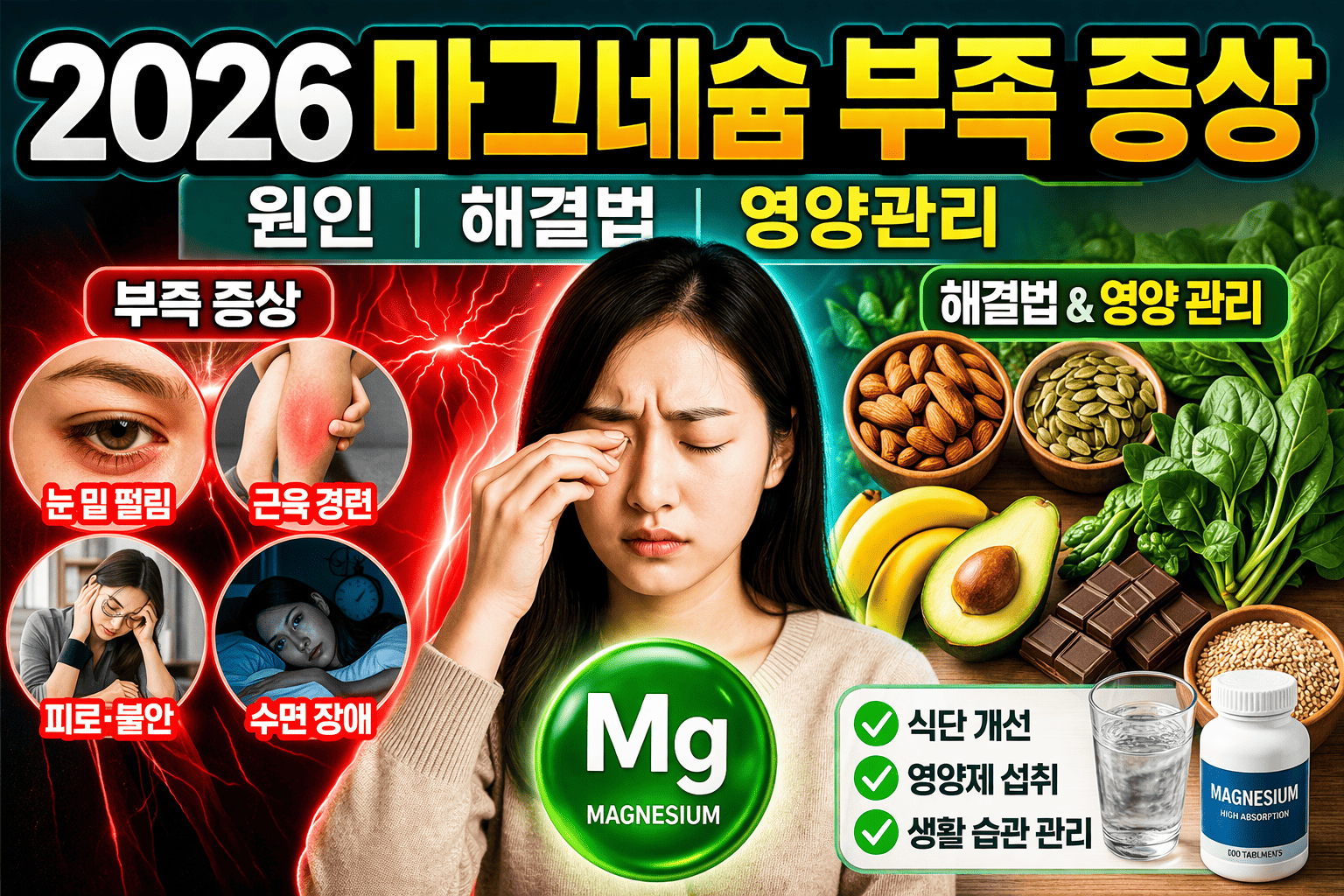 2026 마그네슘 부족 증상 정리 (원인, 해결법, 영양관리)