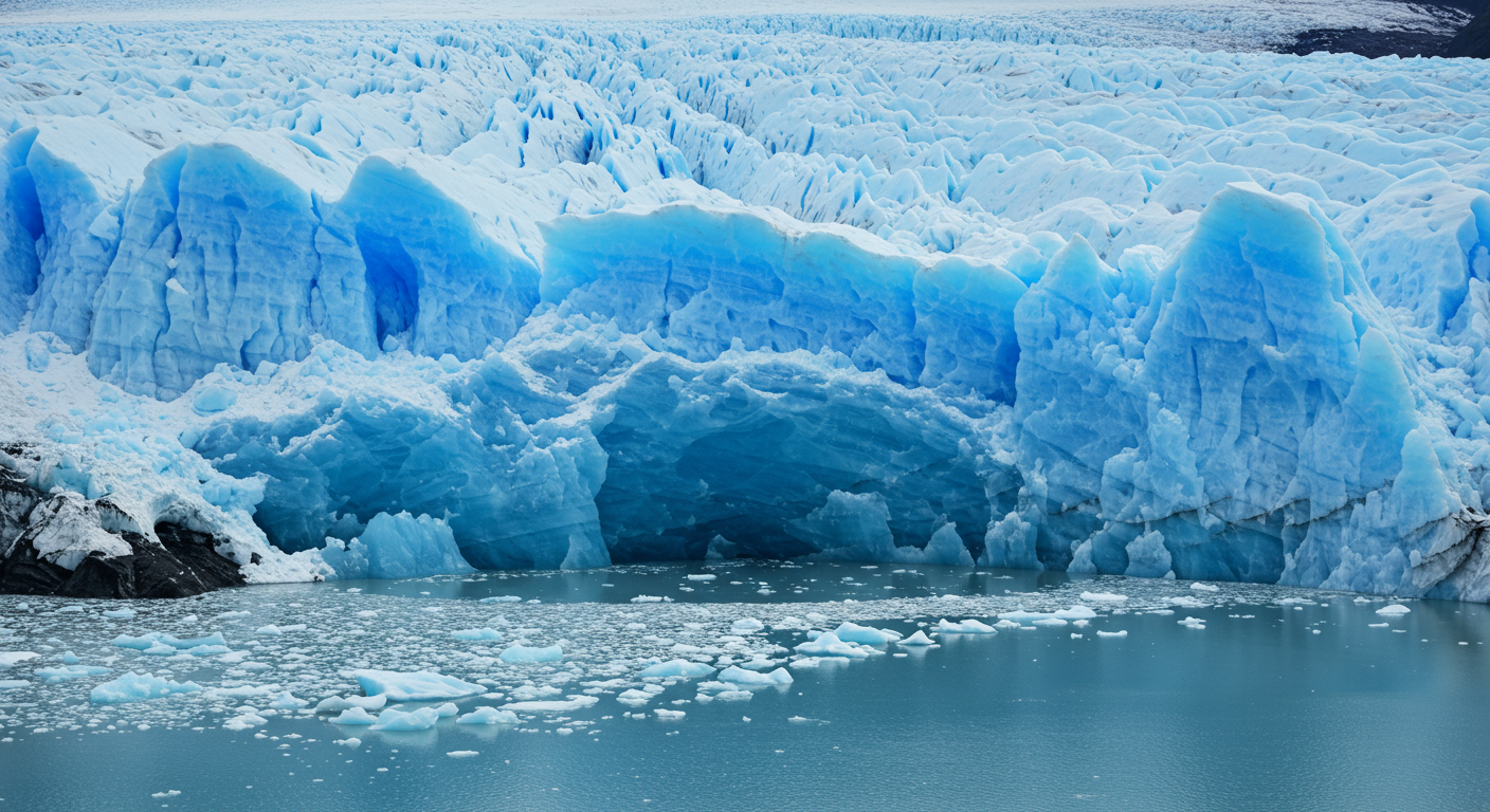 녹아가는 극지방 빙하와 갈라진 얼음 지형, 지구 온난화와 해수면 상승의 원인