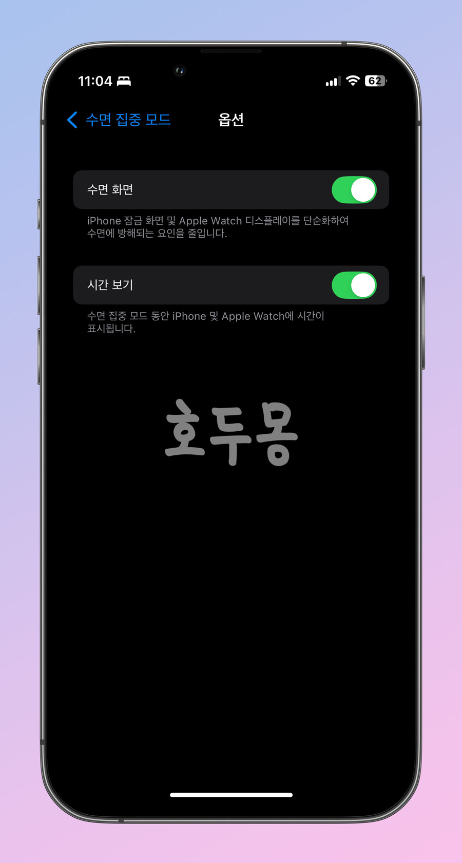화면 사용자화 옵션
