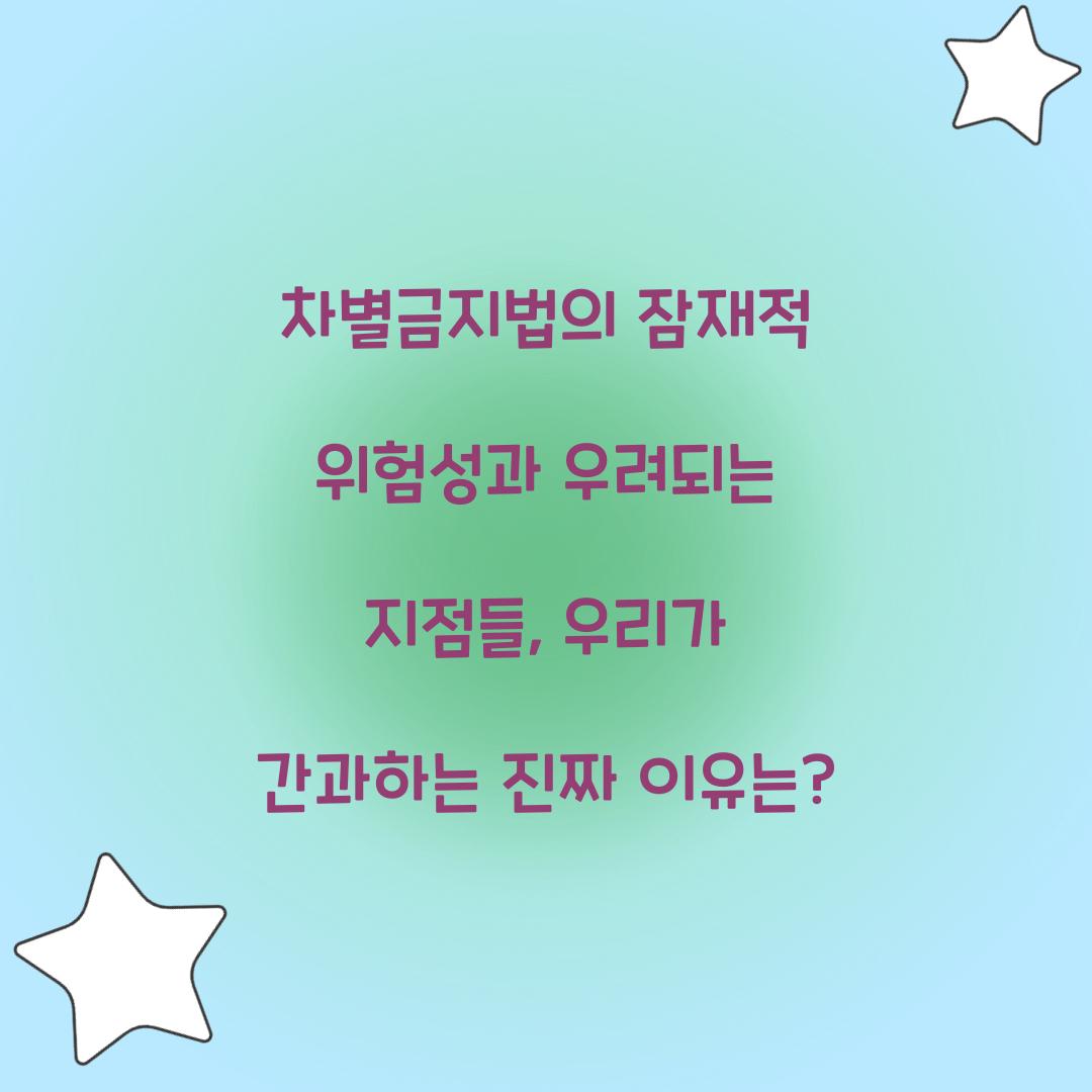 차별금지법의 잠재적 위험성과 우려되는 지점들