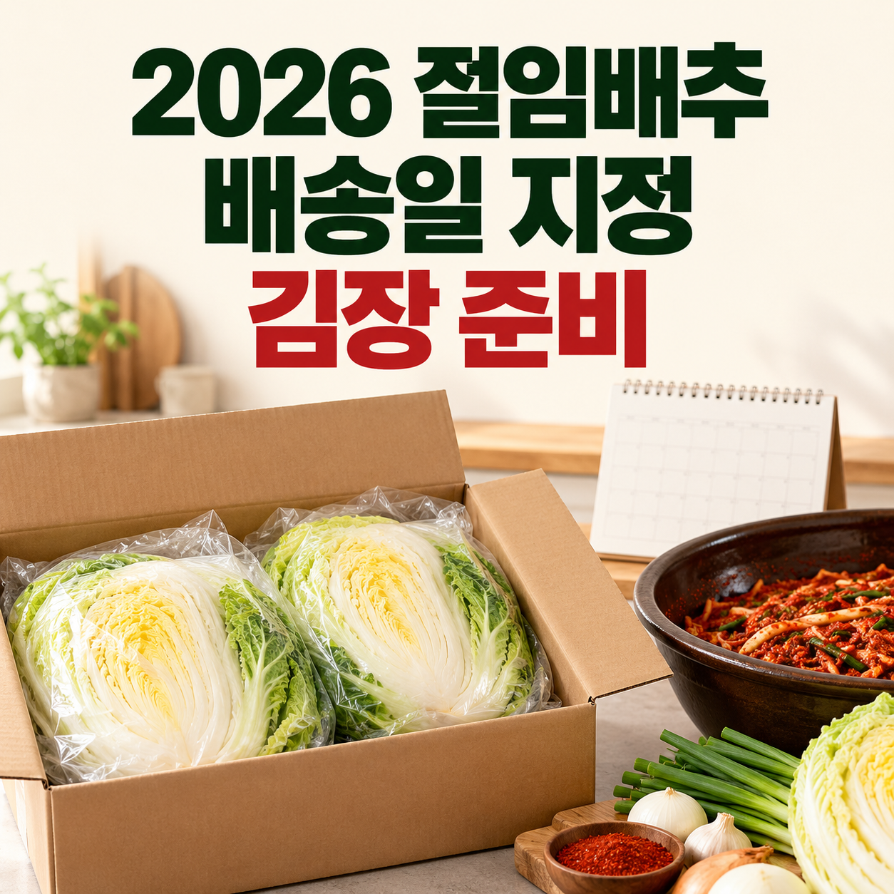2026 절임배추 사전예약 배송일 지정｜김장 전 언제 받으면 좋을까?