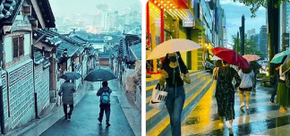 비오는 거리 사진