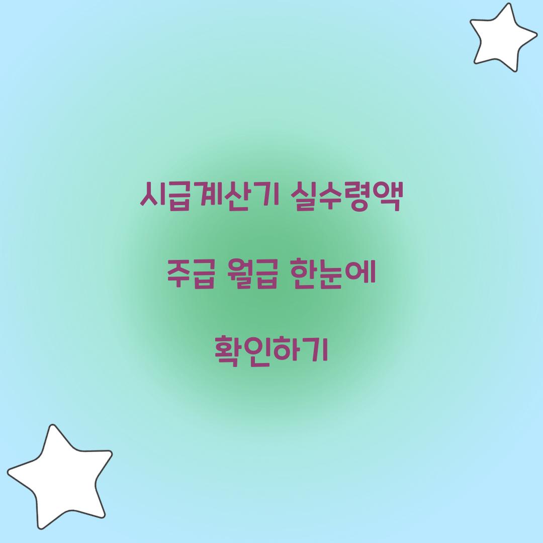 시급계산기 실수령액