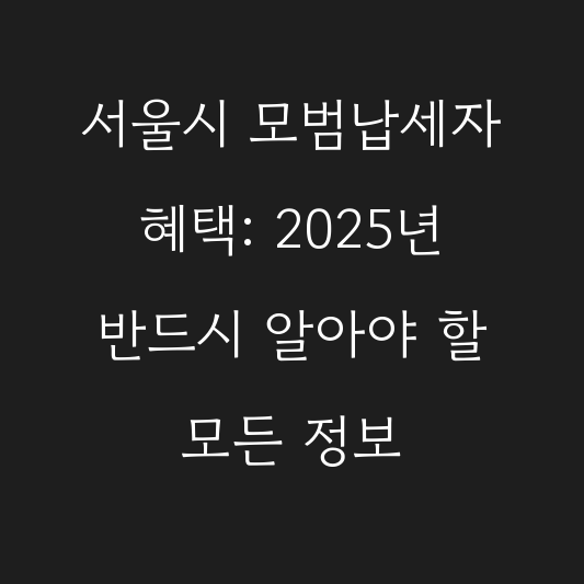 서울시 모범납세자 혜택: 2025년 반드시 알아야 할 모든 정보 대표 이미지
