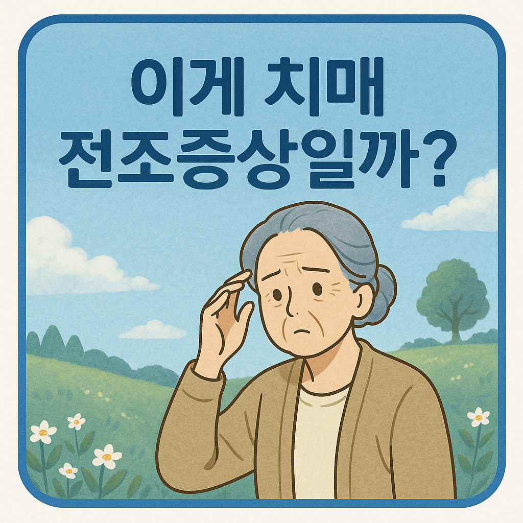 치매 전조증상과 예방 &ndash; 지브리풍 일러스트, 정보 카드형 디자인 대표이미지