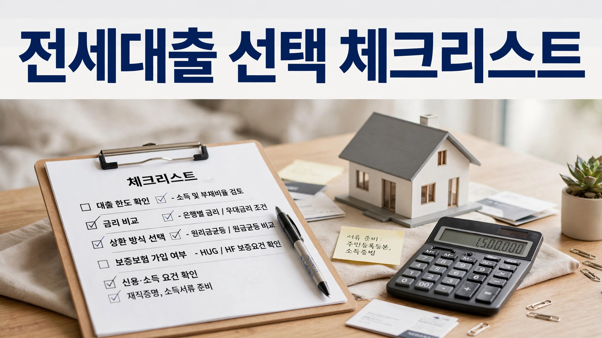 버팀목전세자금대출과 은행 전세대출 선택 체크리스트 이미지