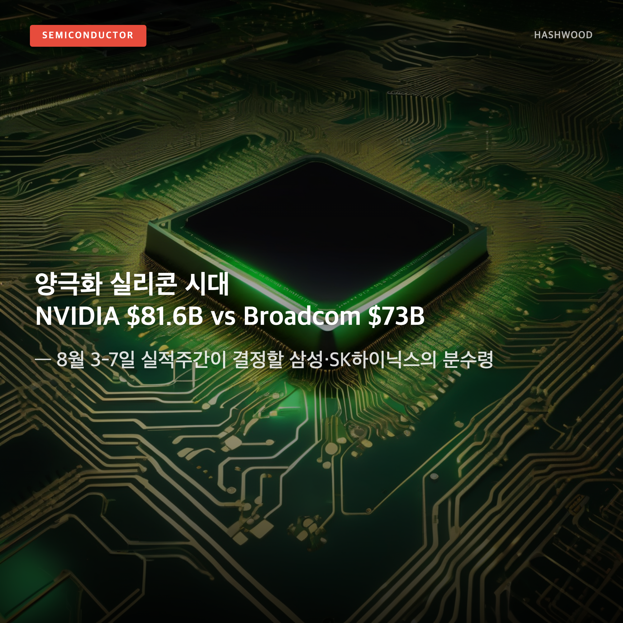 그림: 양극화 실리콘 시대 NVIDIA vs Broadcom — — 8월 3-7일 실적주간이 결정할 삼성·SK하이닉스의 분수령