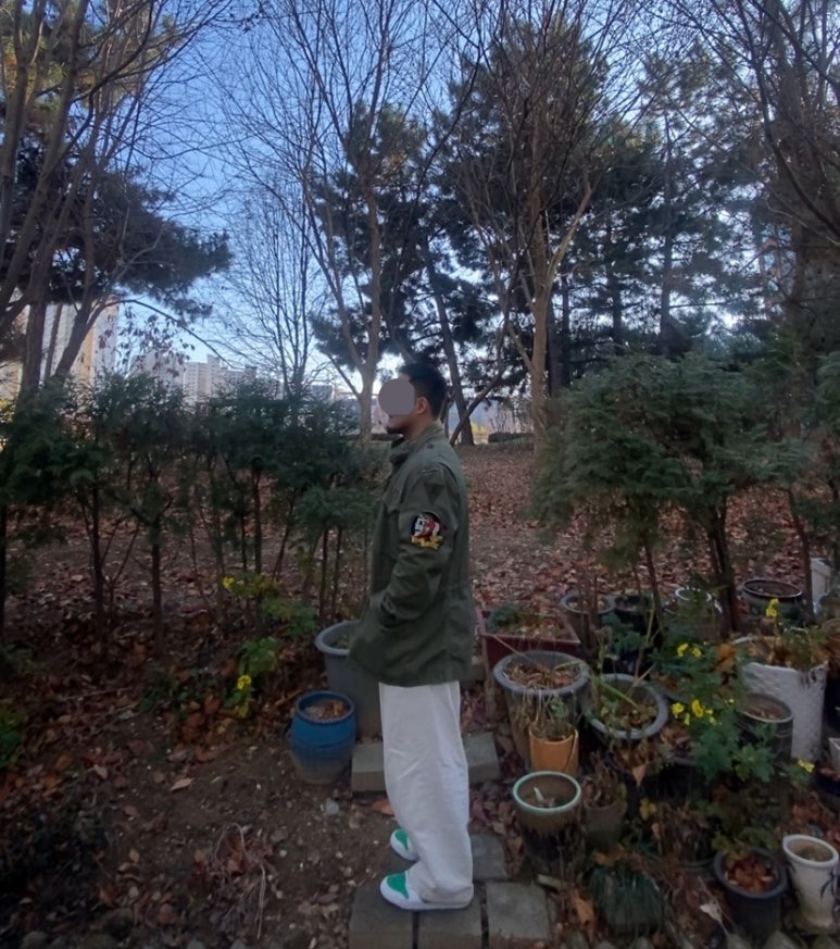 데일리룩('25. 12. 1.)폴로랄프로렌 야상 자켓 빈티지 야상 M-65, 유니클로 와플 헨리넥 티셔츠, 무신사스탠다드 데님 와이드 벌룬팬츠, 나이키 덩크 하이 레트로 그린화이트