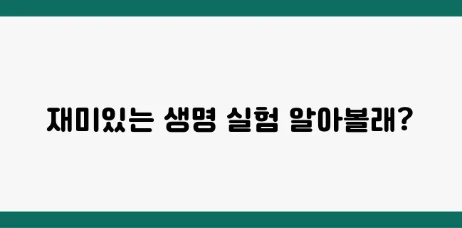 고등학교 생명과학 실험 추천! 쉽고 재미있는 실험 5가지