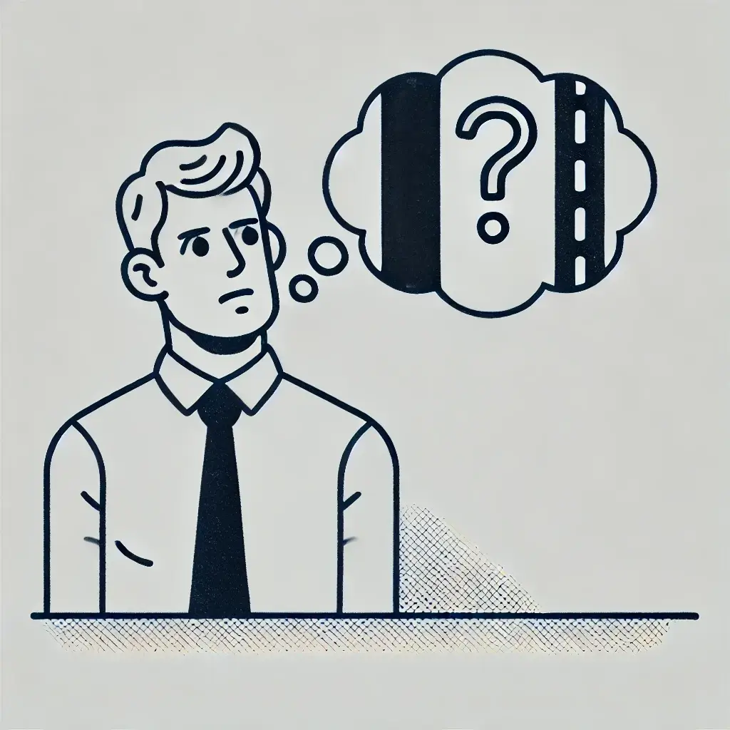 실선과 점선, 차선 변경 고민을 나타낸 일러스트