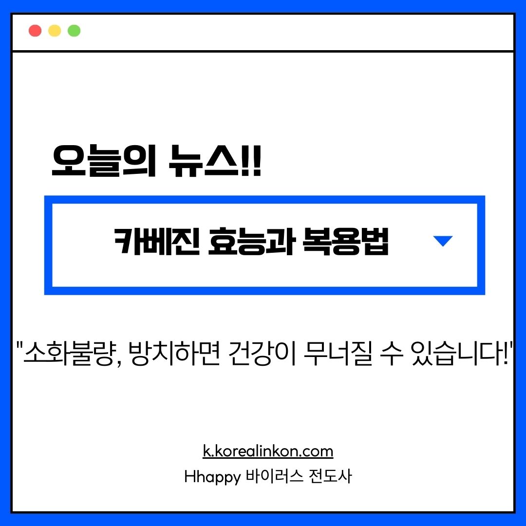카베진 효능 복용법 "소화불량, 방치하면 건강이 무너질 수 있습니다!"