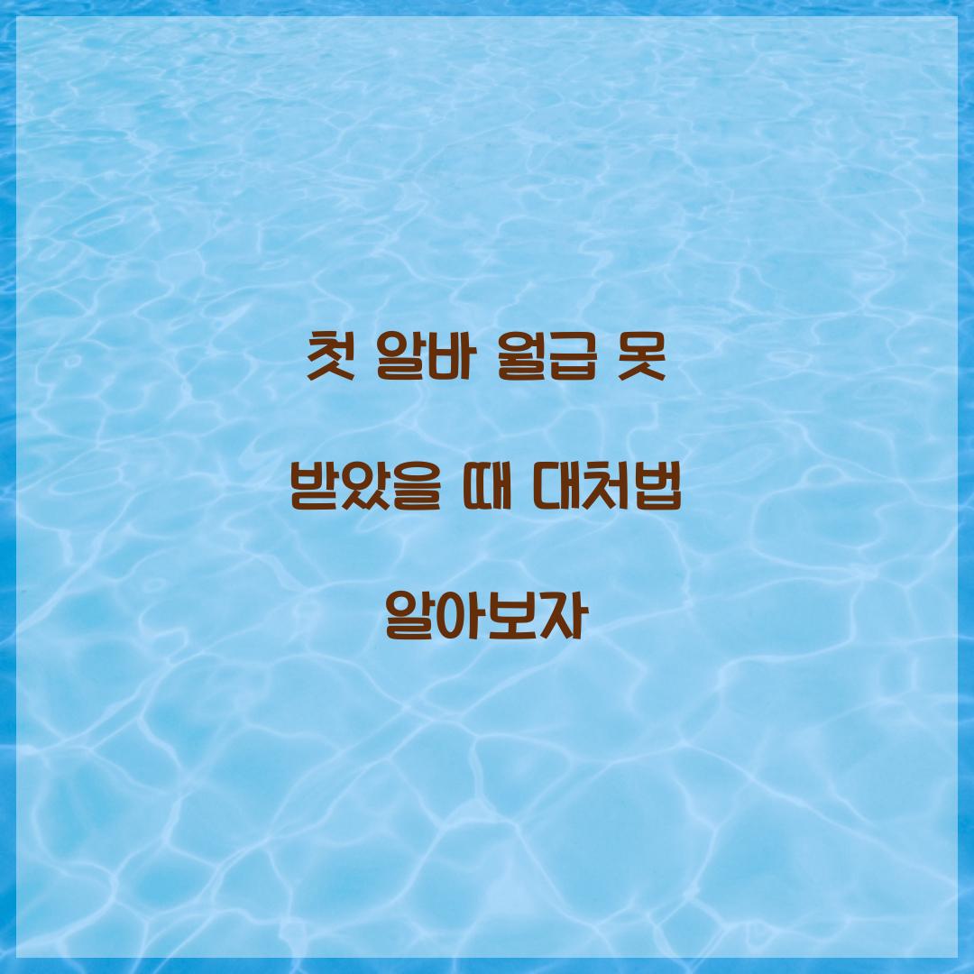 첫 알바 월급 못 받았을 때